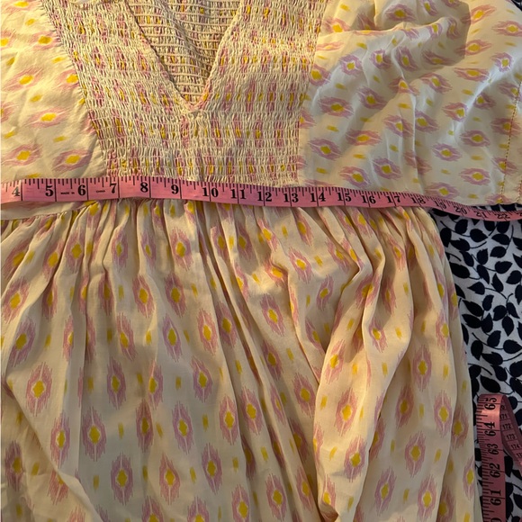 Zara Pink Yellowish Geometric Print Oversized Smock Front ViscoseCotton Dress XS - Picture 15 of 16